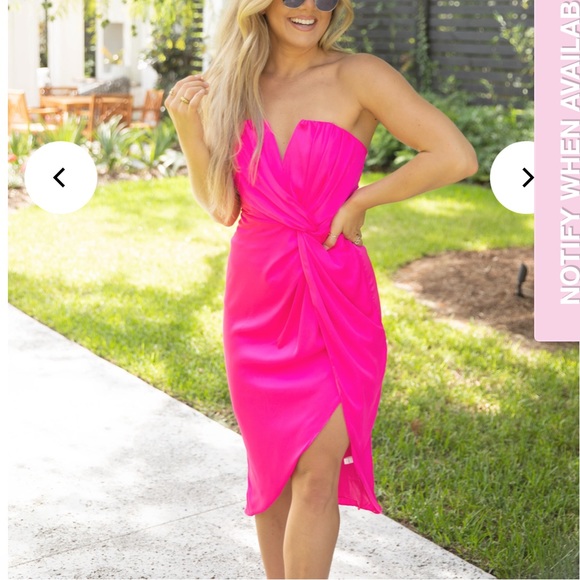 Boutique hot pink strapless dress. Size small - Picture 5 of 8